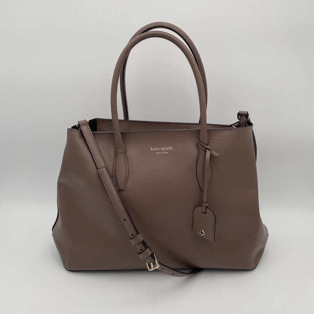 Kate Spade New York Eva Satchel Bag Mauve Taupe Purple 3 Way Shoulder Crossbody